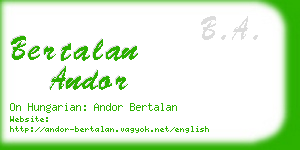 bertalan andor business card
